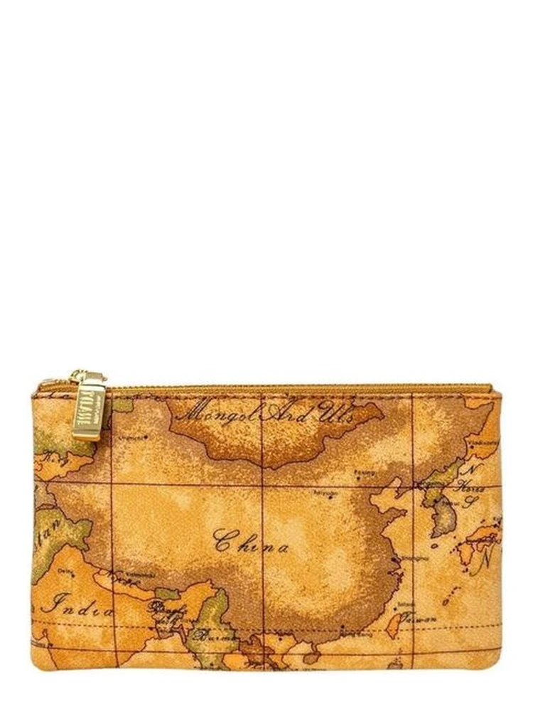 Beige Leather Clutch Bag