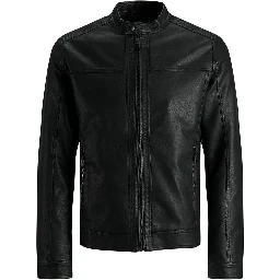 Black Polyamide Leather Jacket