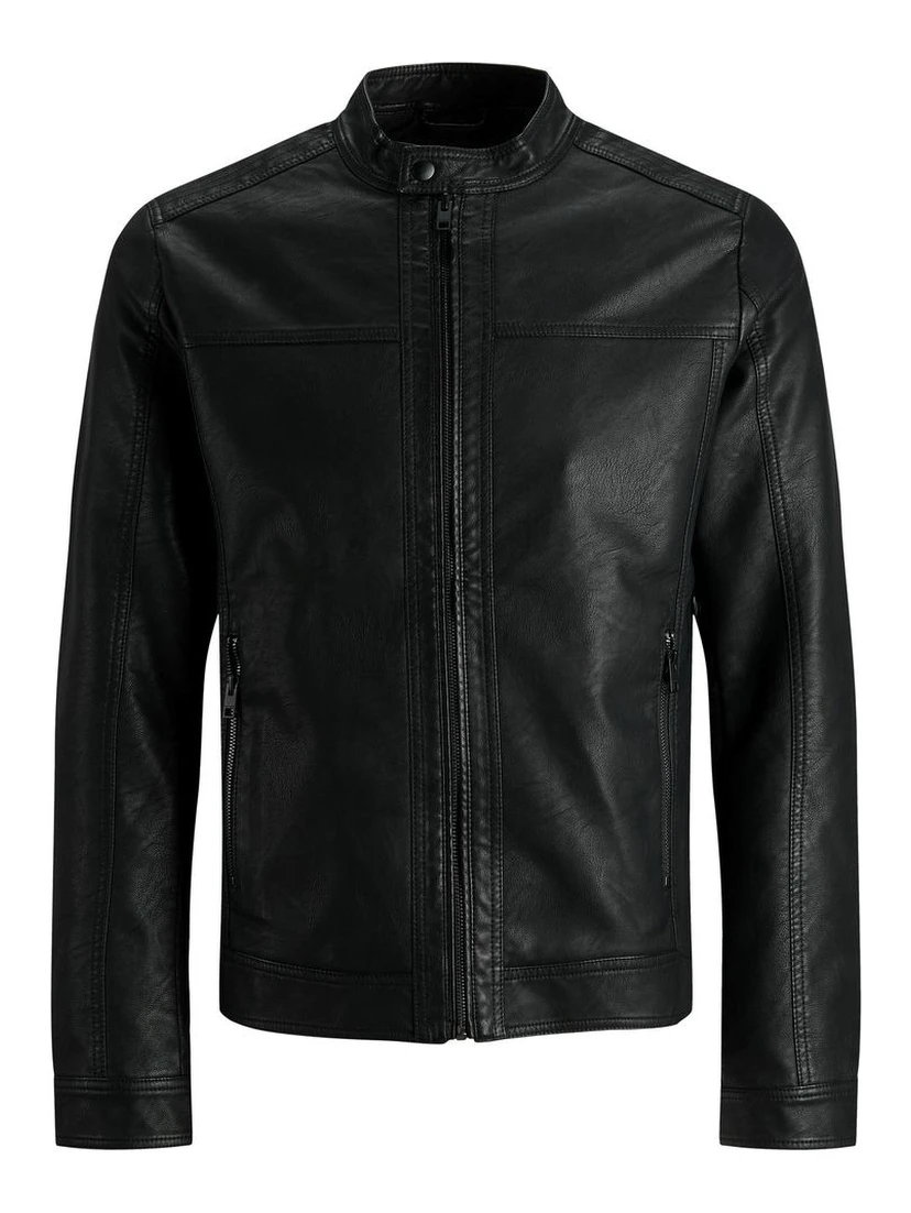 Black Polyamide Leather Jacket