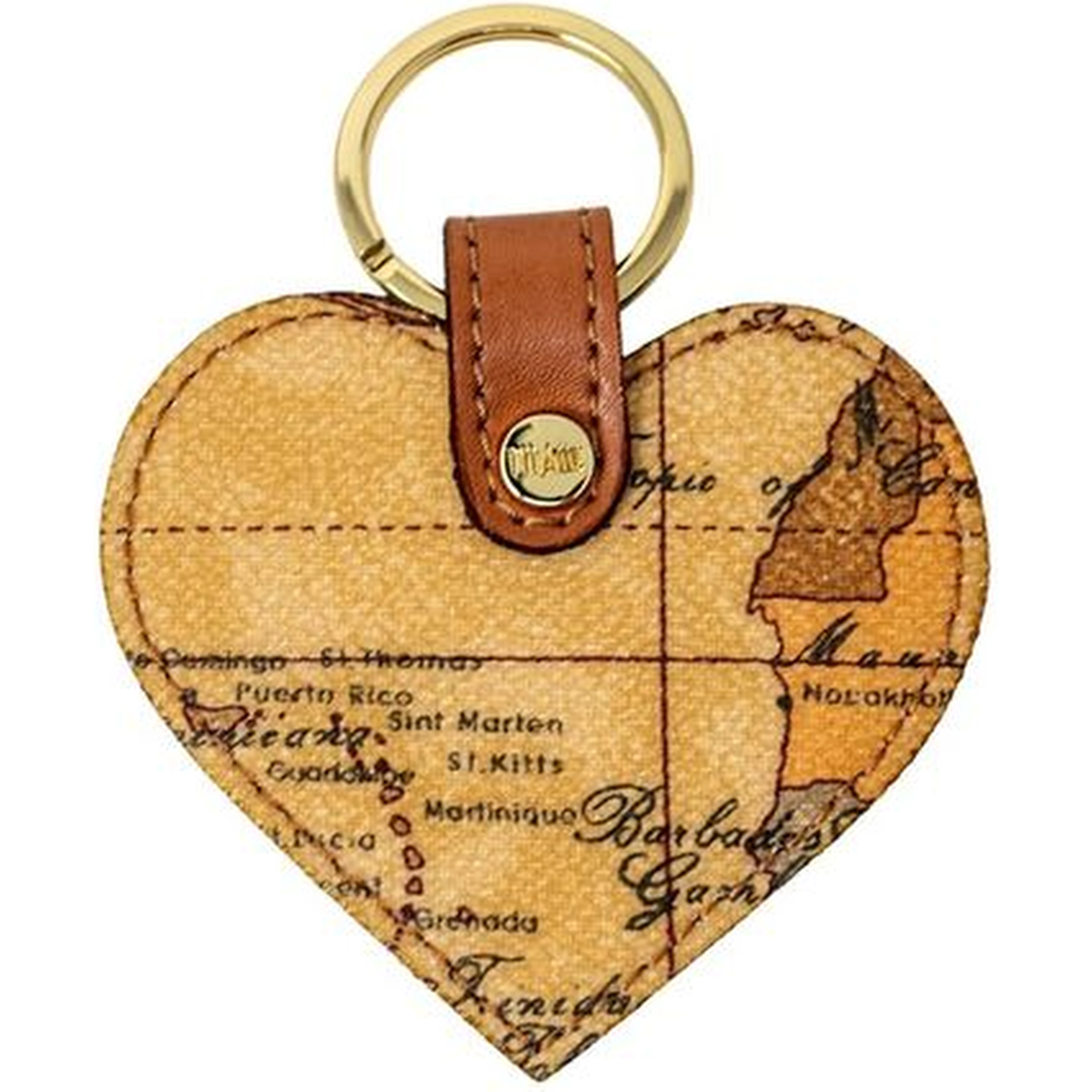 Beige Leather Keychain