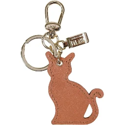 Beige Leather Keychain