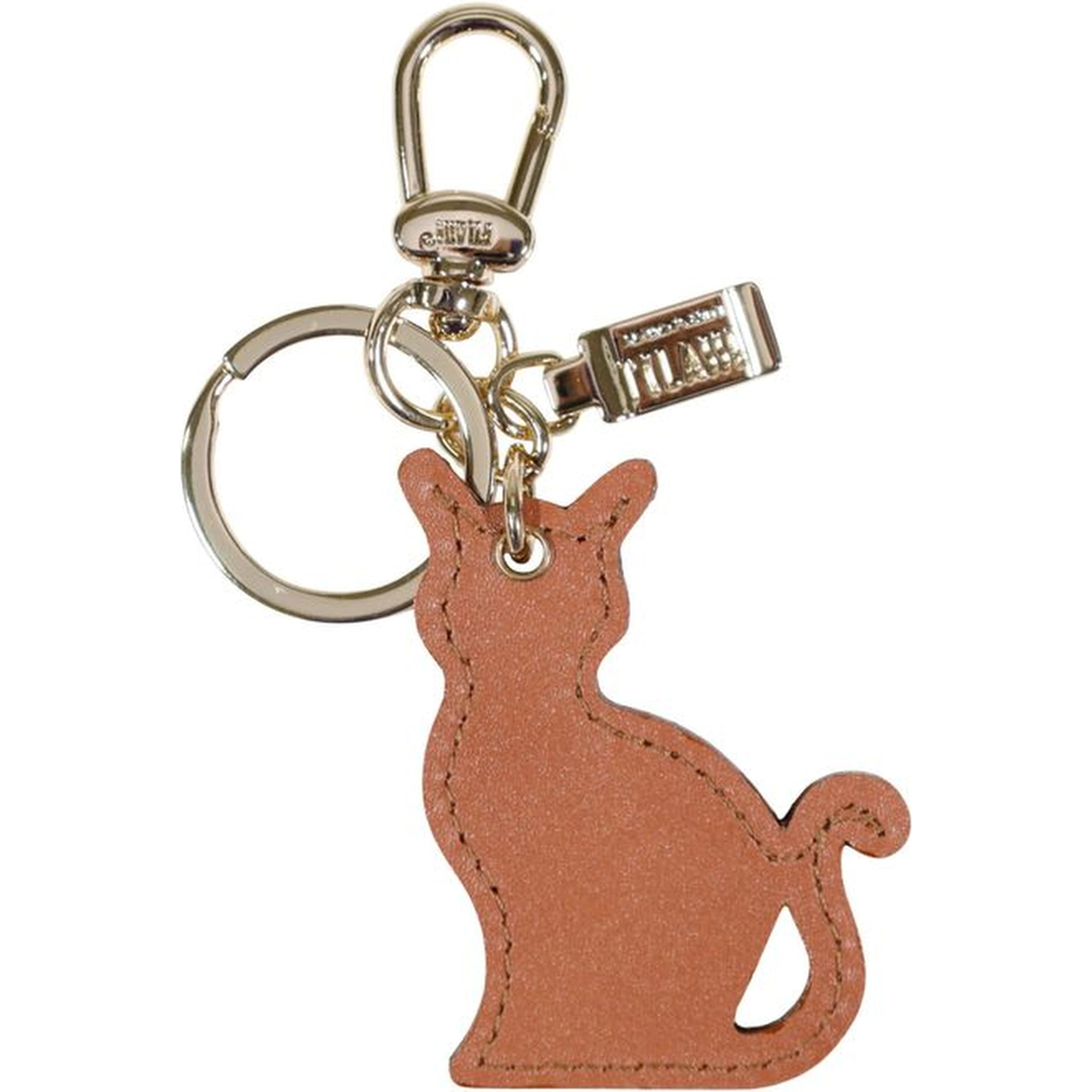 Beige Leather Keychain