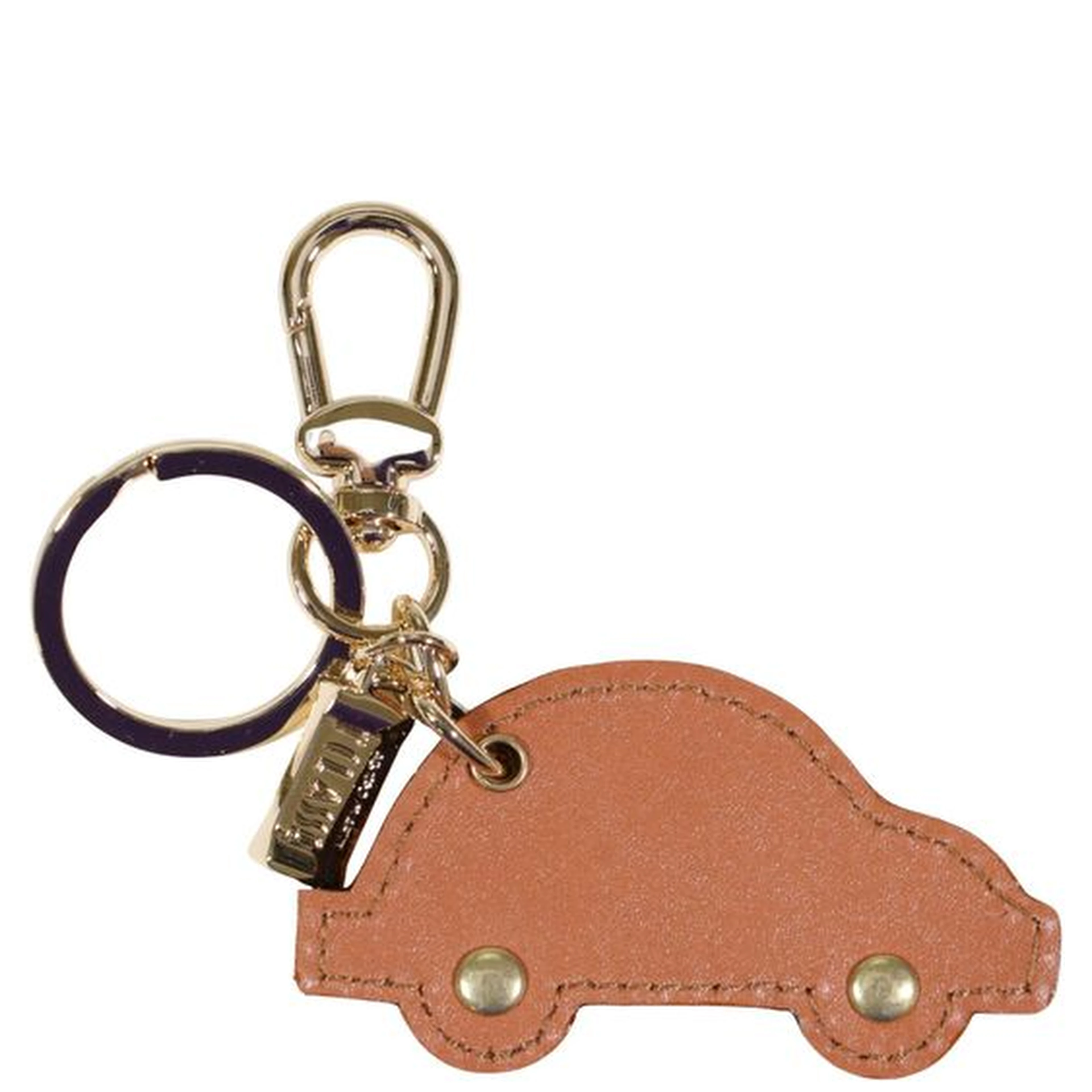 Beige Leather Keychain