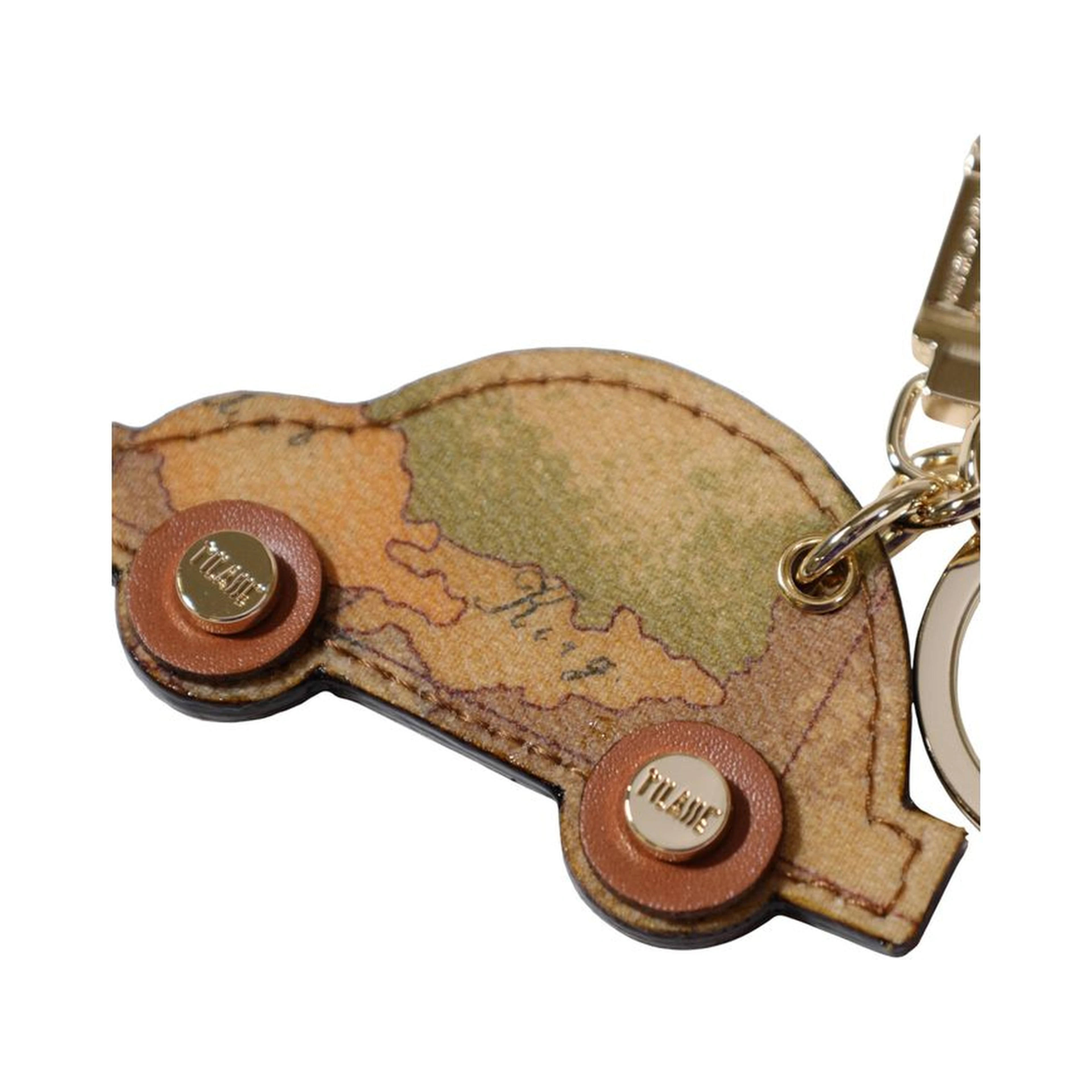 Beige Leather Keychain