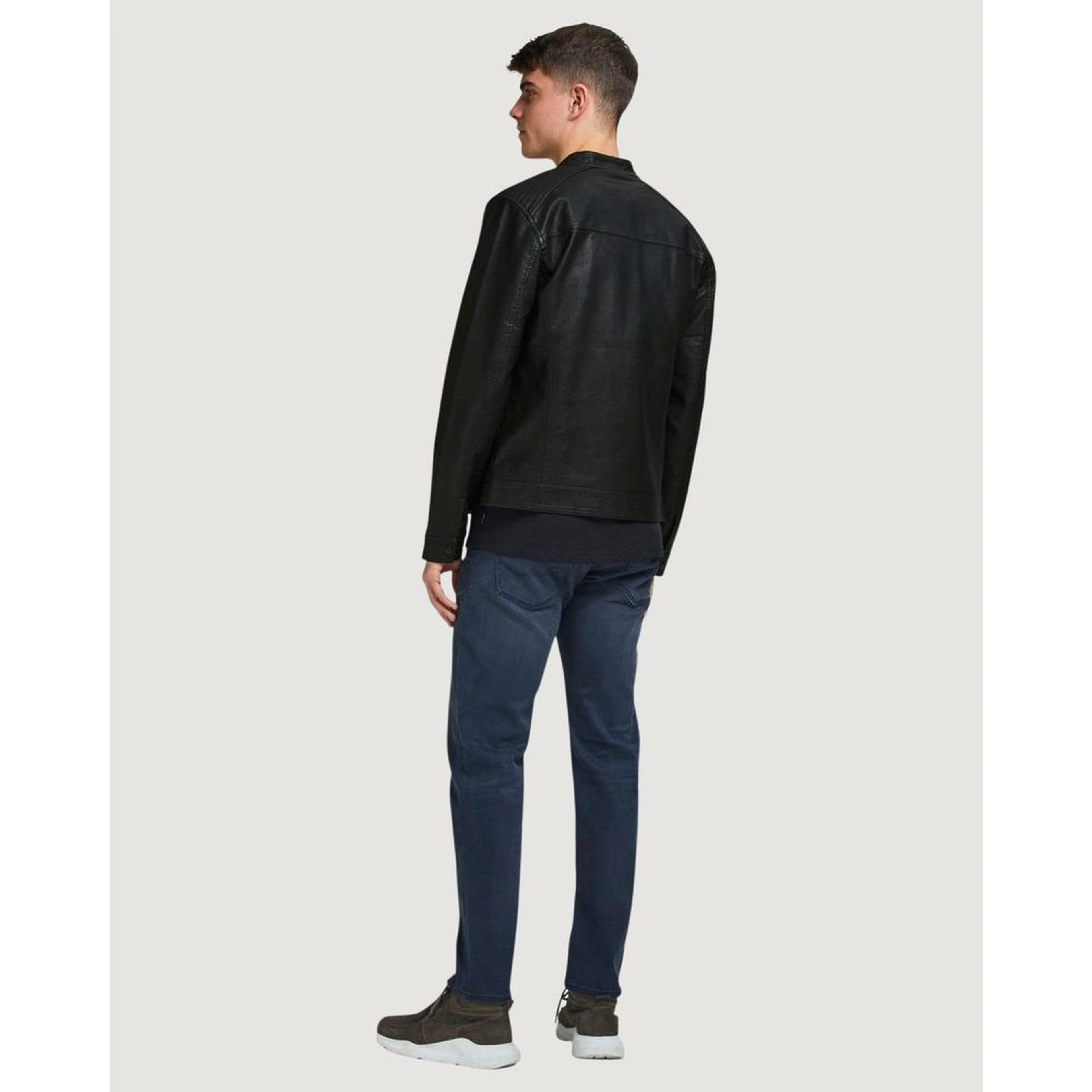 Black Polyamide Leather Jacket