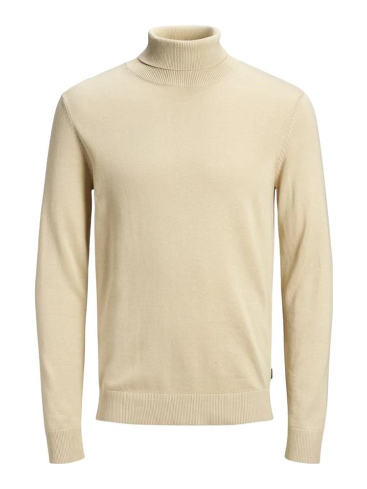 Beige Cotton Turtleneck