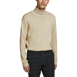 Beige Cotton Turtleneck