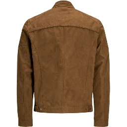 Beige Artificial Leather Full-Length Jacket