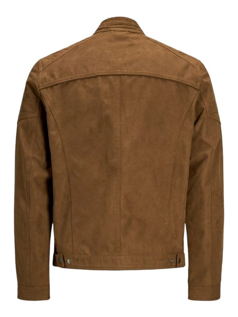 Beige Artificial Leather Full-Length Jacket