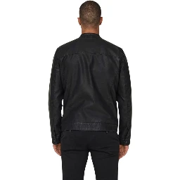 Black Polyester Biker Jacket