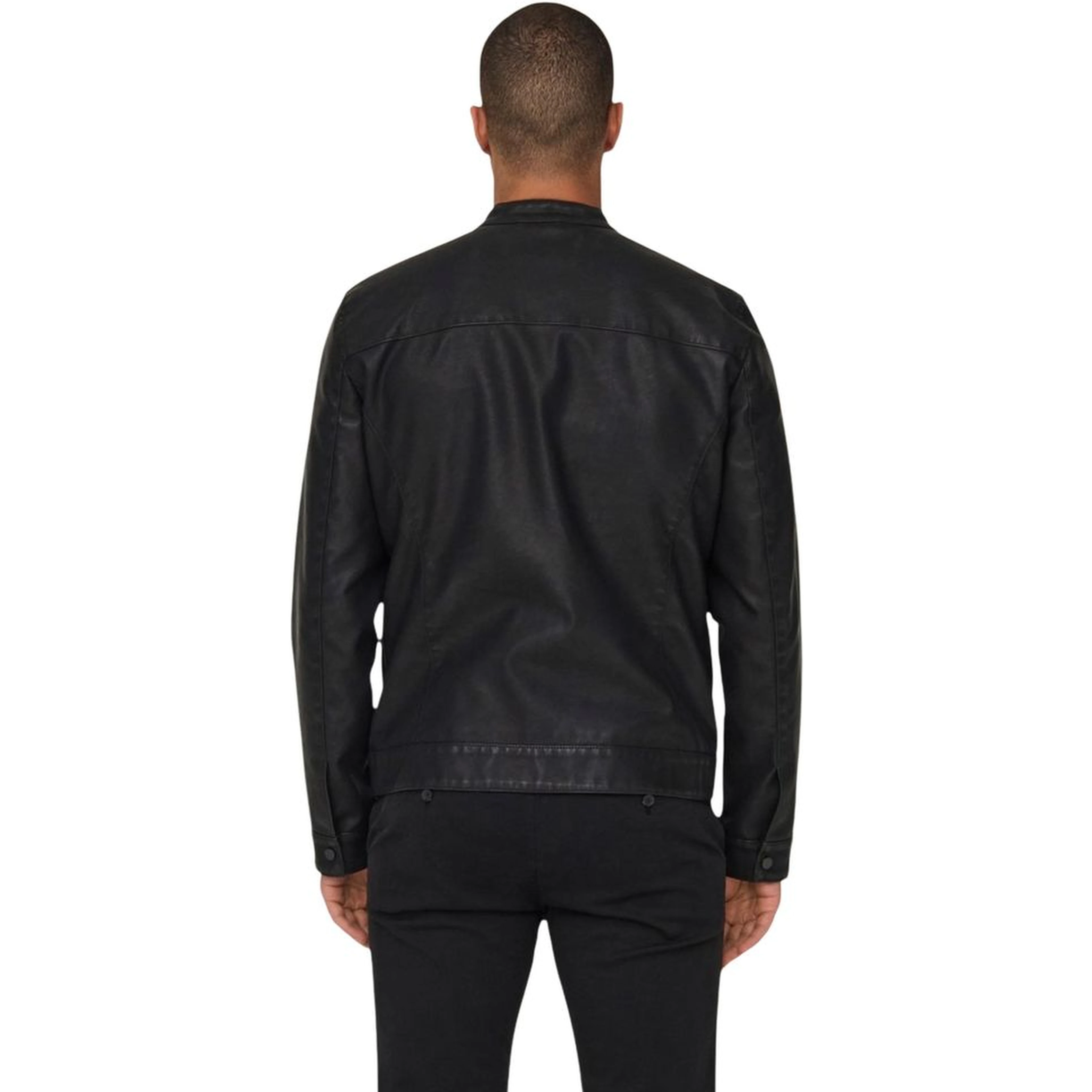 Black Polyester Biker Jacket