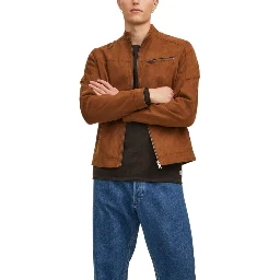 Beige Artificial Leather Full-Length Jacket