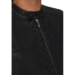 Black Polyester Biker Jacket