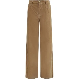 Brown Cotton Casual Pants