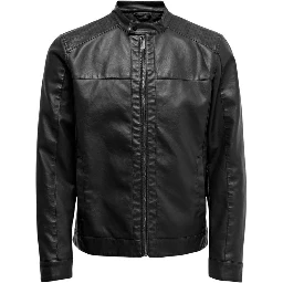 Black Polyester Biker Jacket