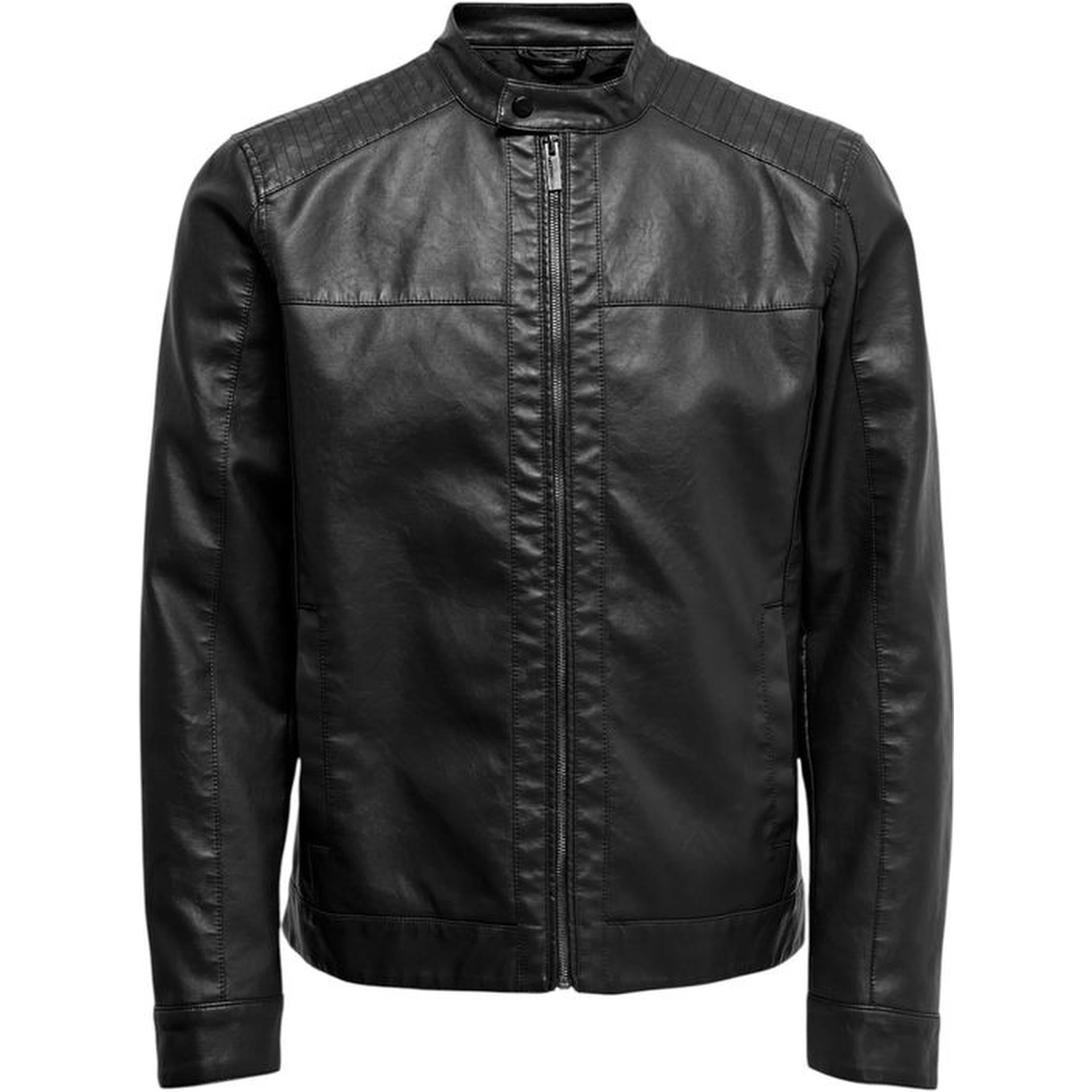 Black Polyester Biker Jacket