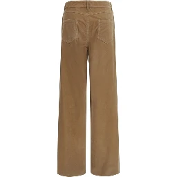 Brown Cotton Casual Pants
