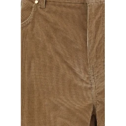 Brown Cotton Casual Pants