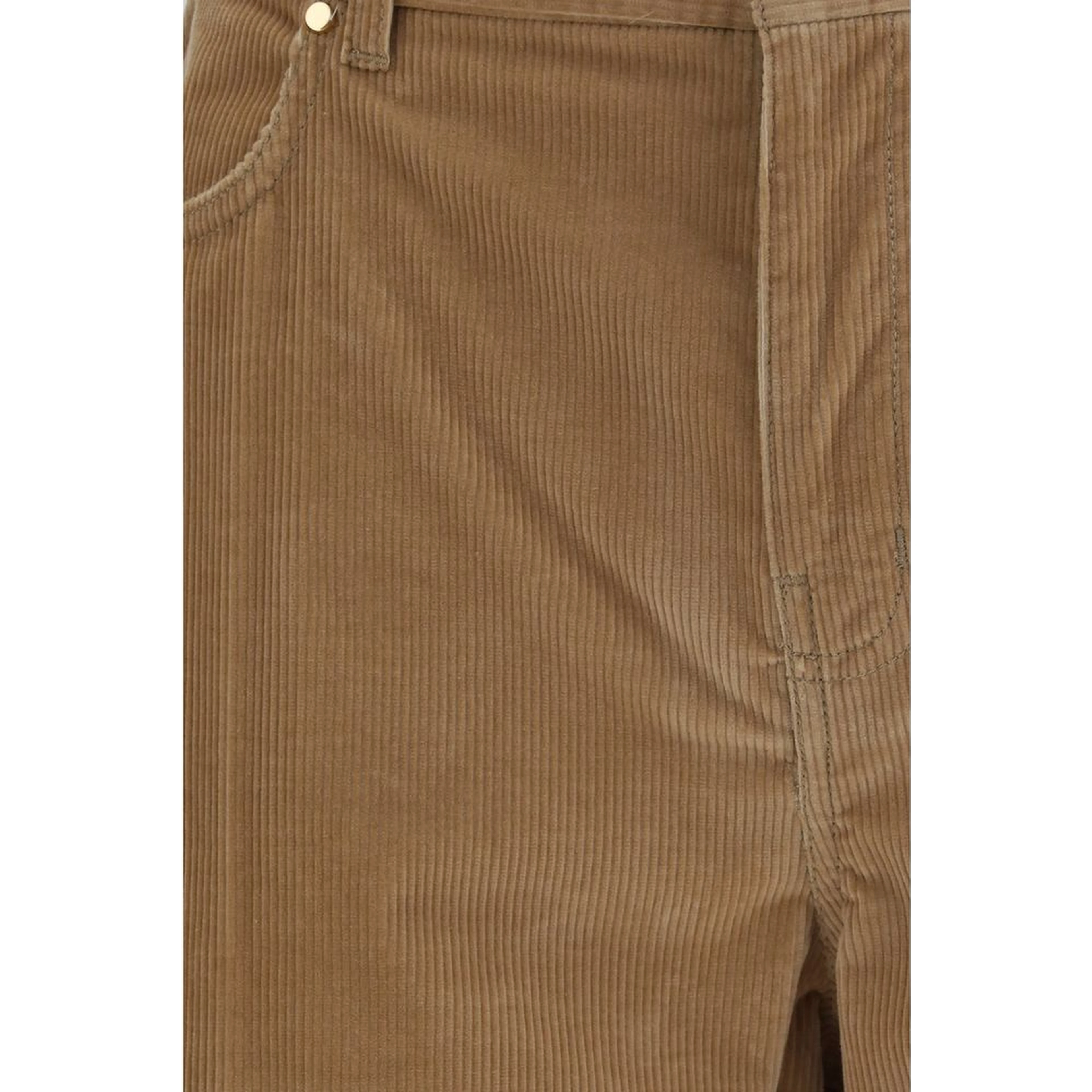 Brown Cotton Casual Pants