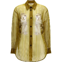 Beige Silk Pattern Shirt