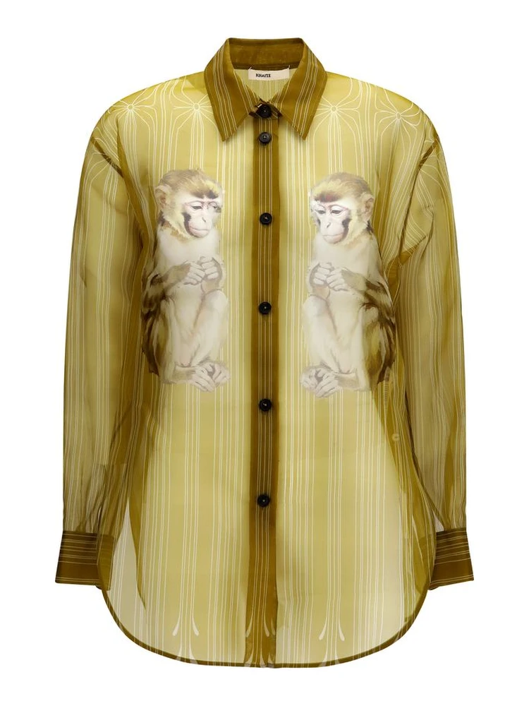 Beige Silk Pattern Shirt