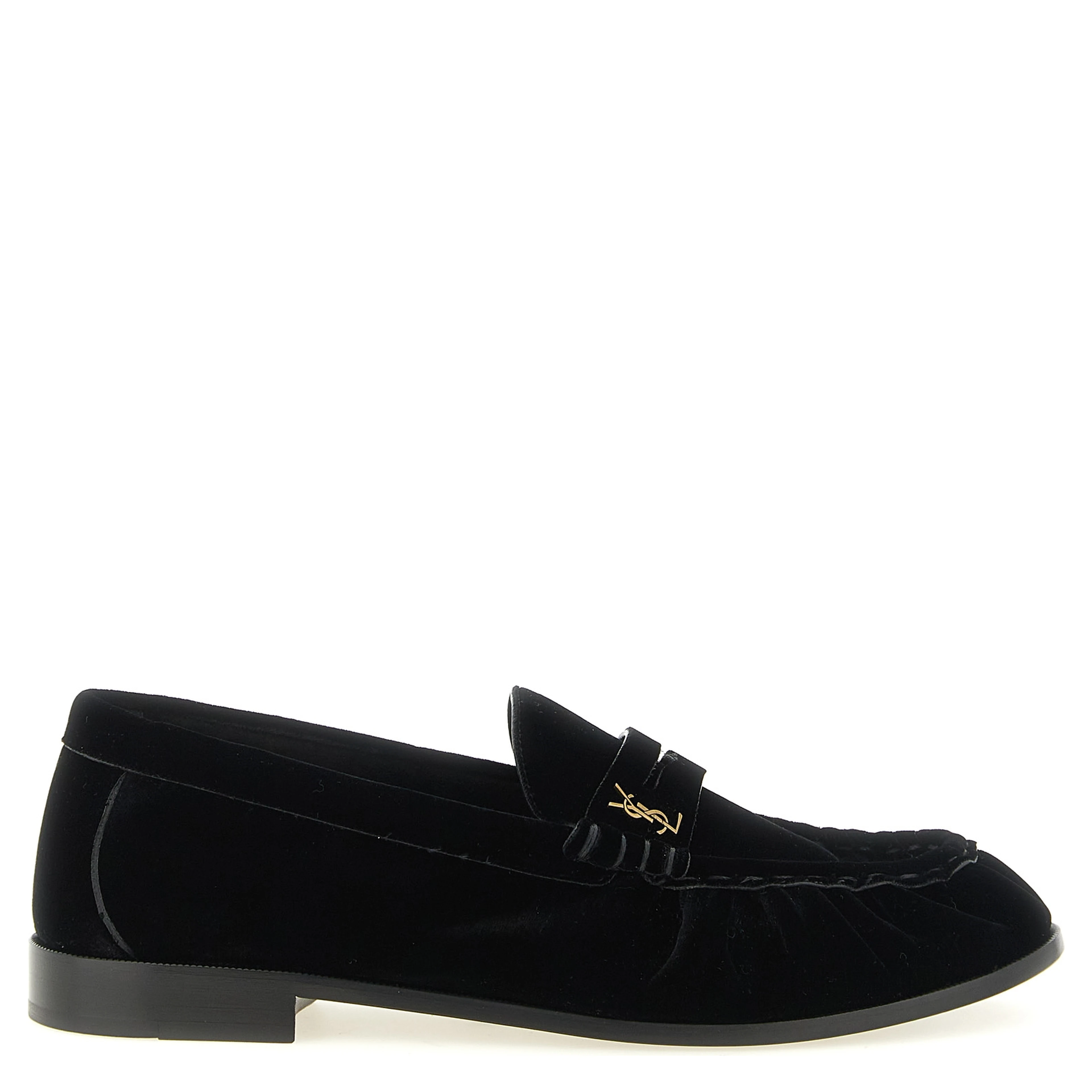 Black Viscose Slip-On Loafers