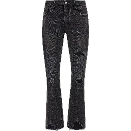 Black Cotton Flared Jeans