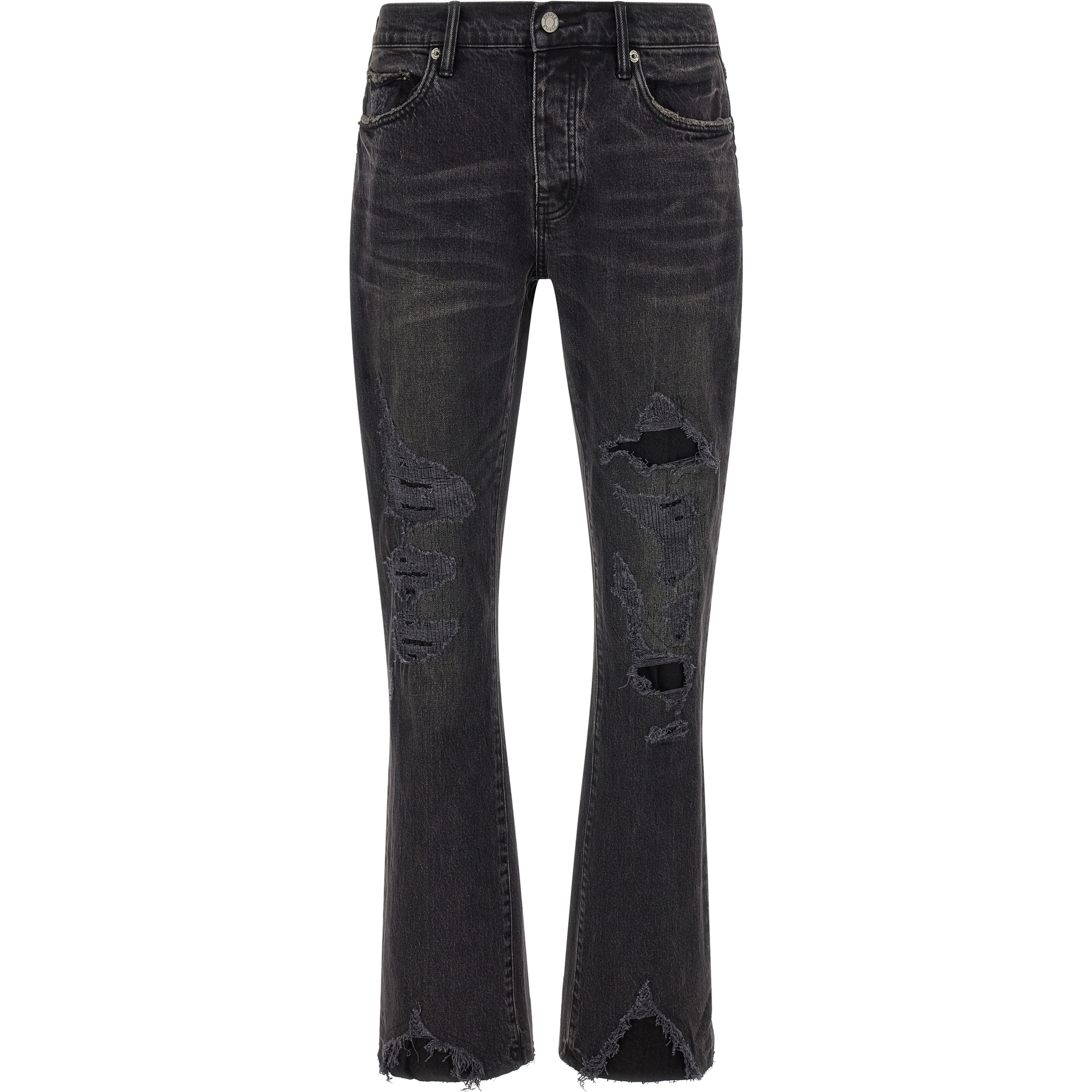 Black Cotton Flared Jeans