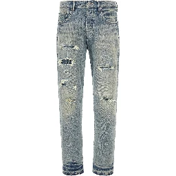 Blue Cotton Tapered Jeans