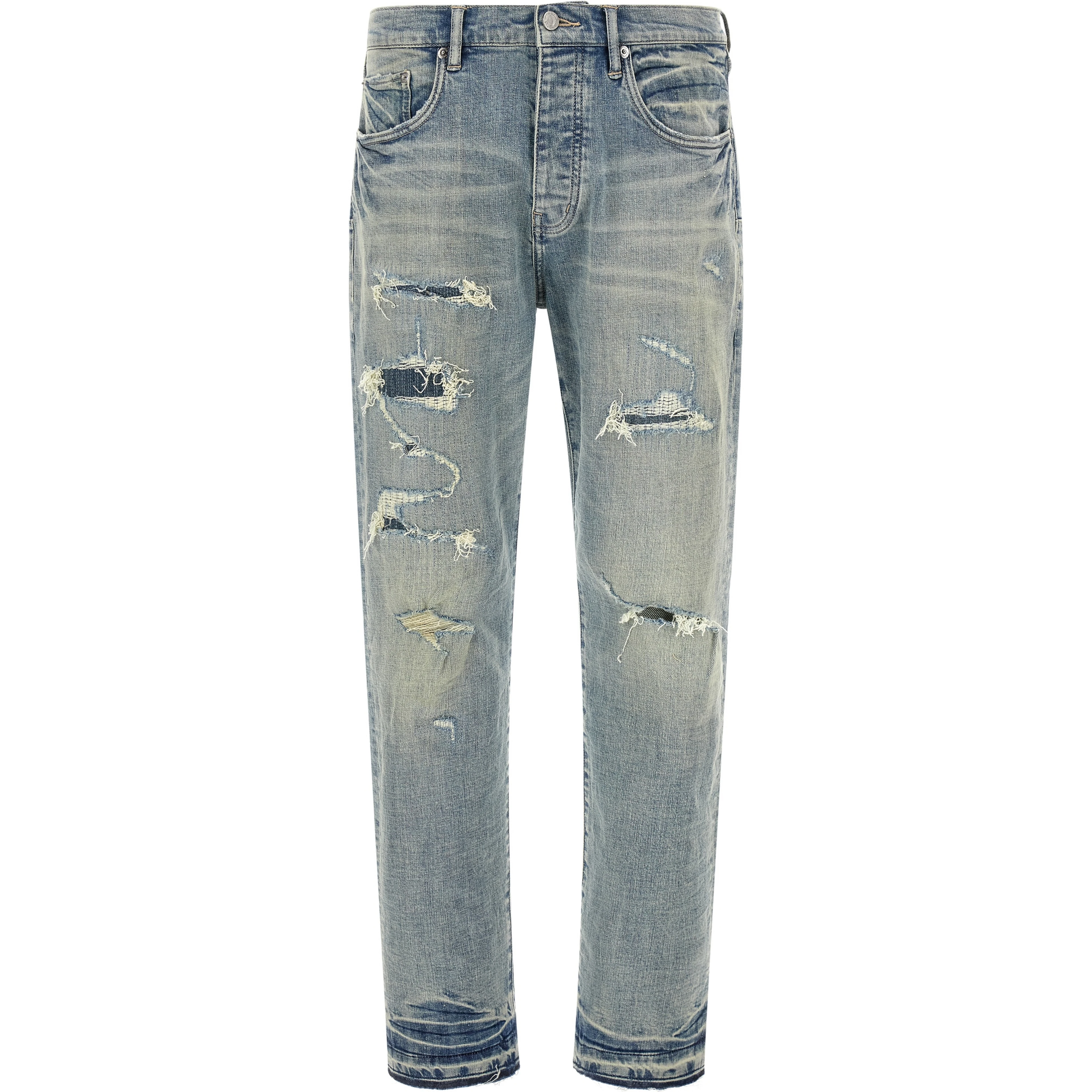 Blue Cotton Tapered Jeans