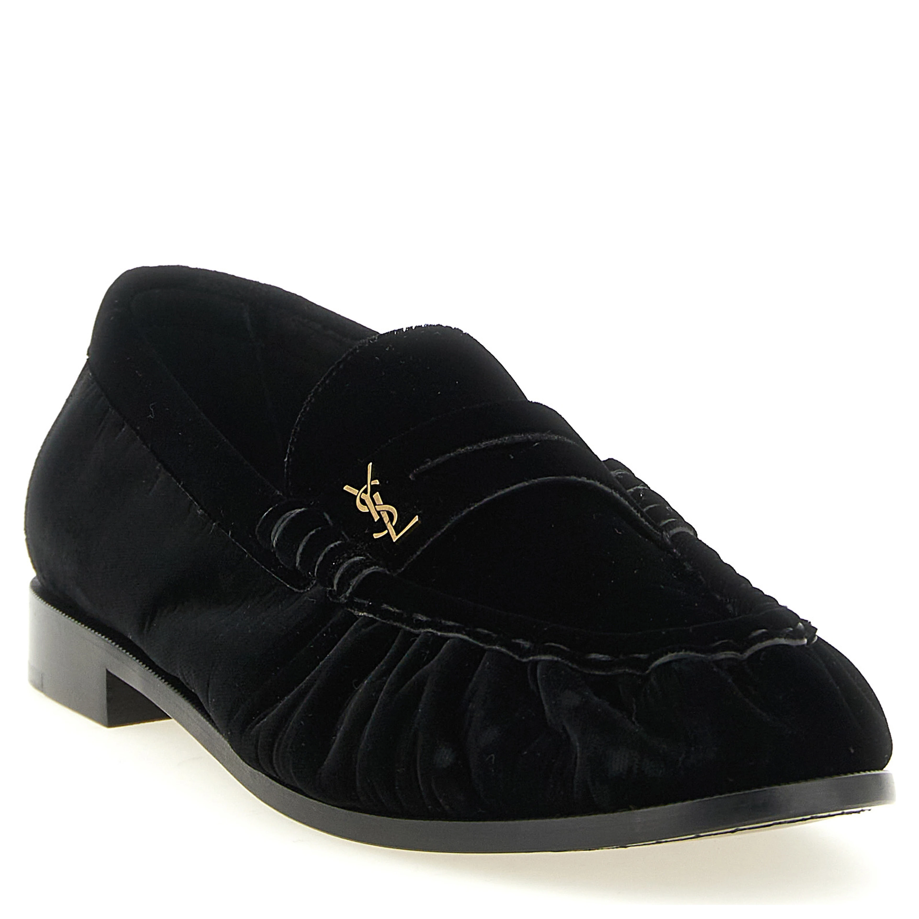 Black Viscose Slip-On Loafers