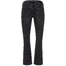 Black Cotton Flared Jeans