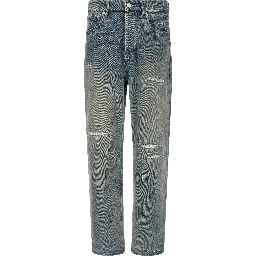 Gray Cotton Straight-Leg Jeans