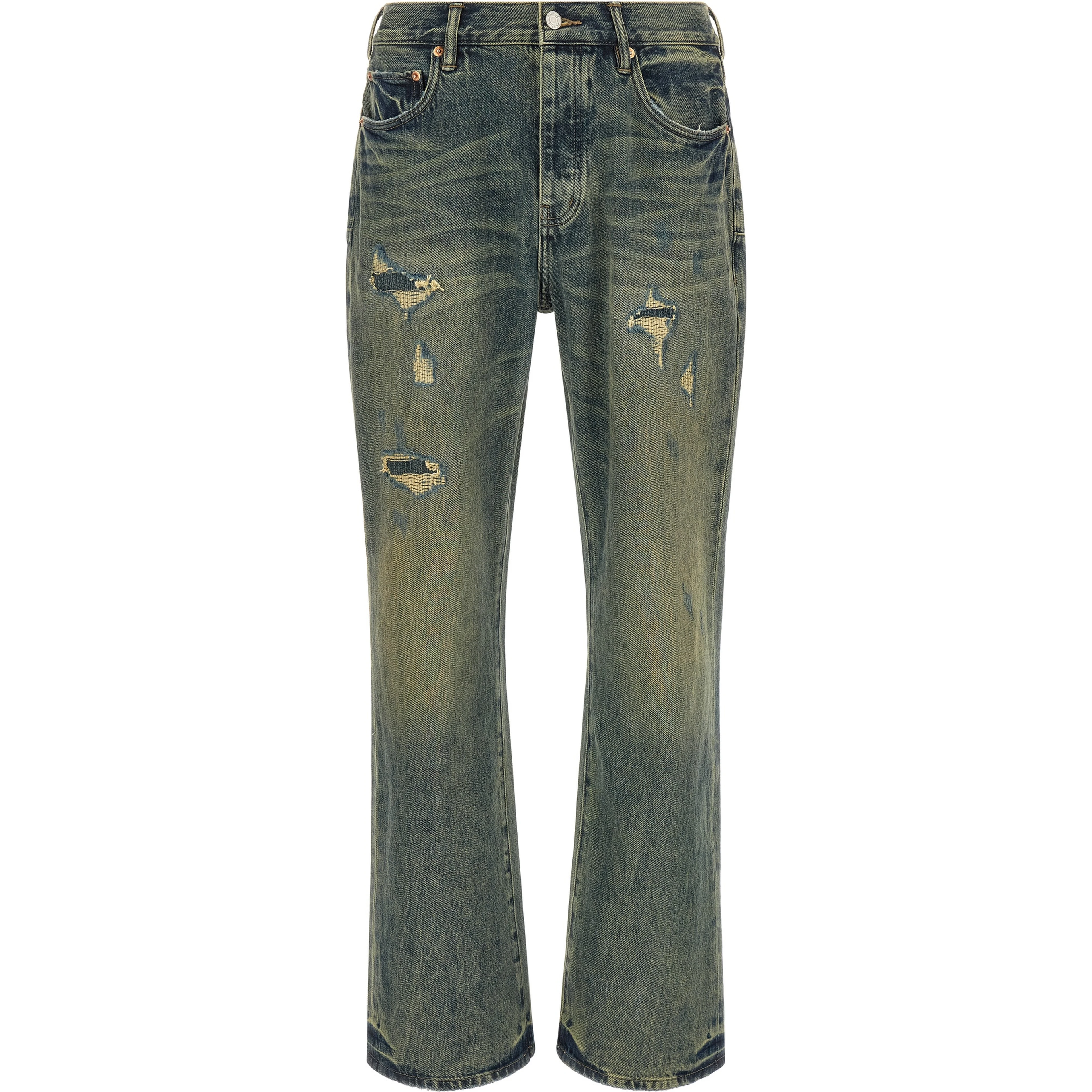 Blue Cotton Bootcut Jeans