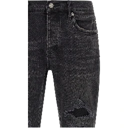 Black Cotton Flared Jeans