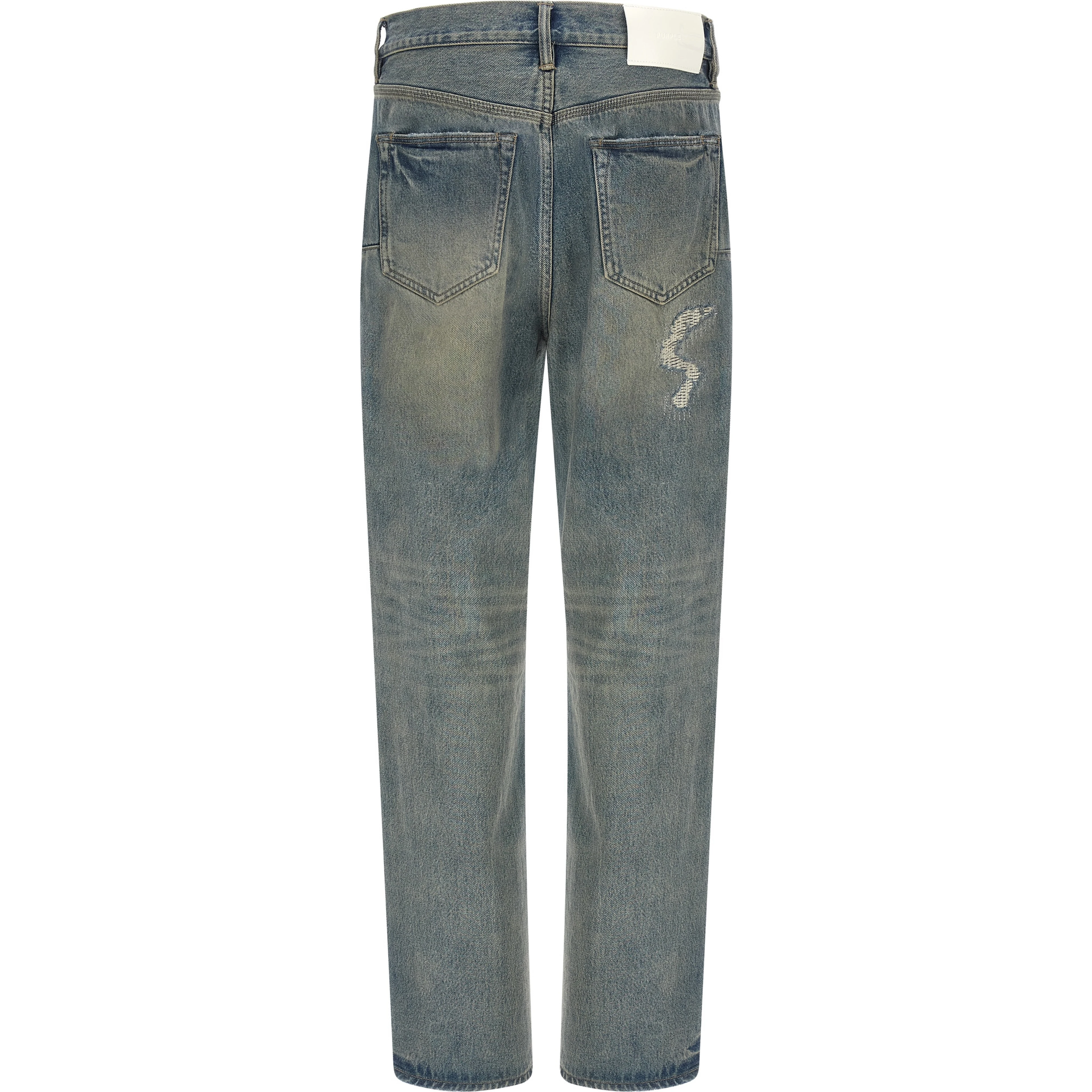 Gray Cotton Straight-Leg Jeans
