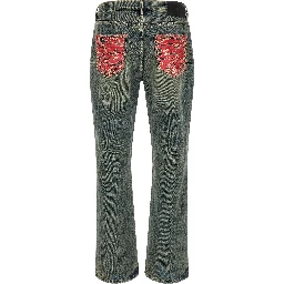 Blue Cotton Bootcut Jeans
