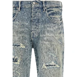 Blue Cotton Tapered Jeans