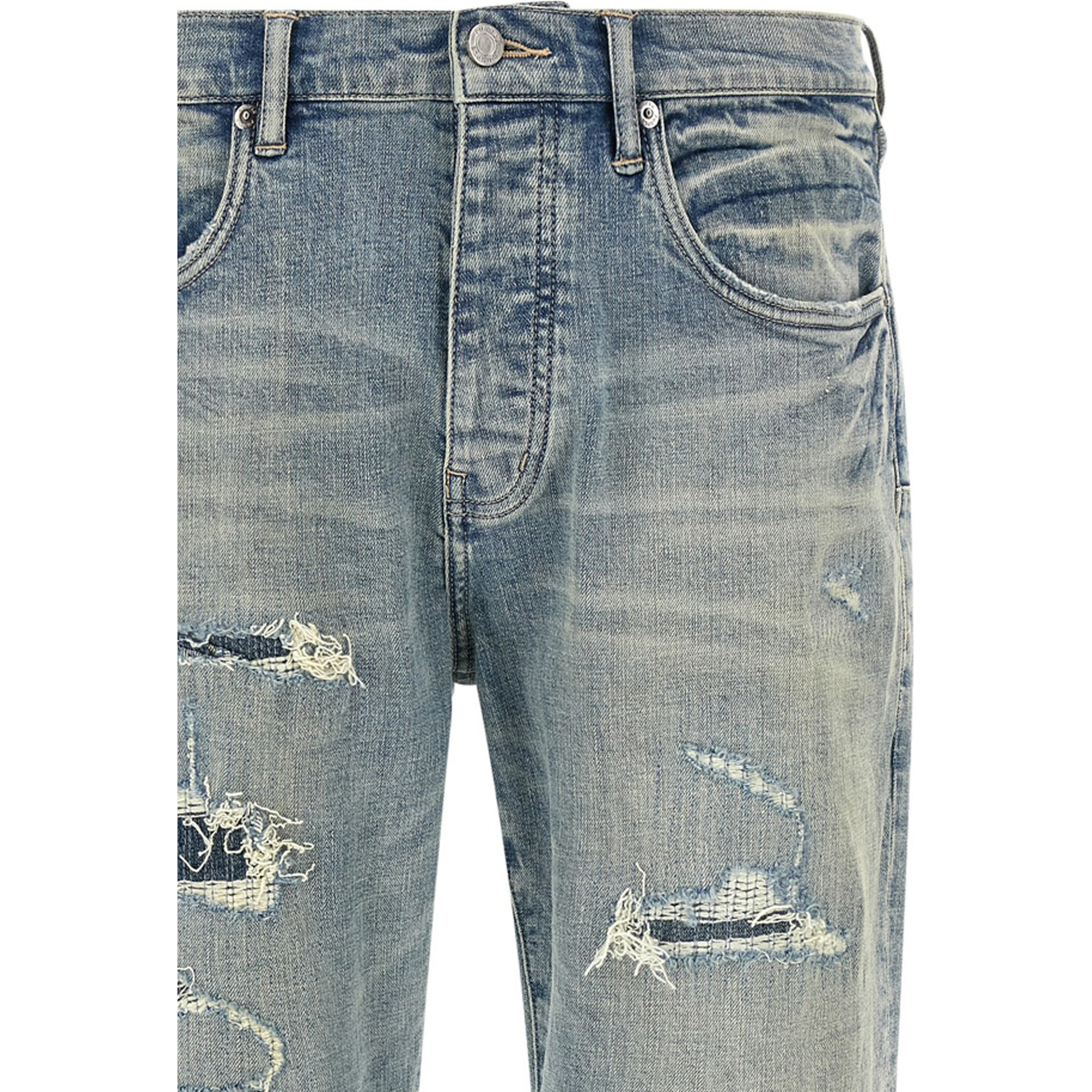 Blue Cotton Tapered Jeans