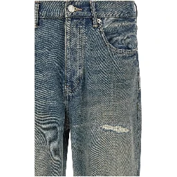 Gray Cotton Straight-Leg Jeans