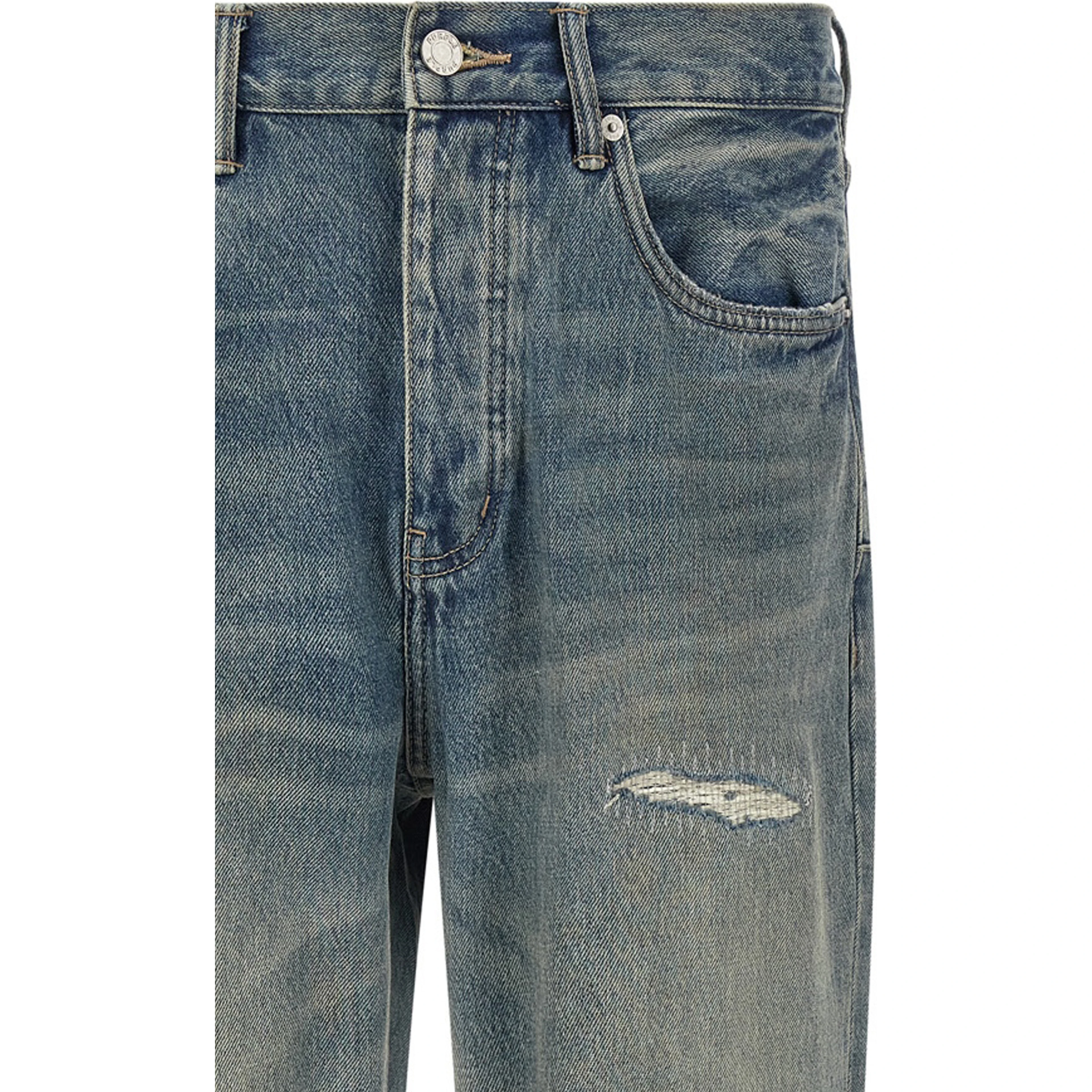 Gray Cotton Straight-Leg Jeans