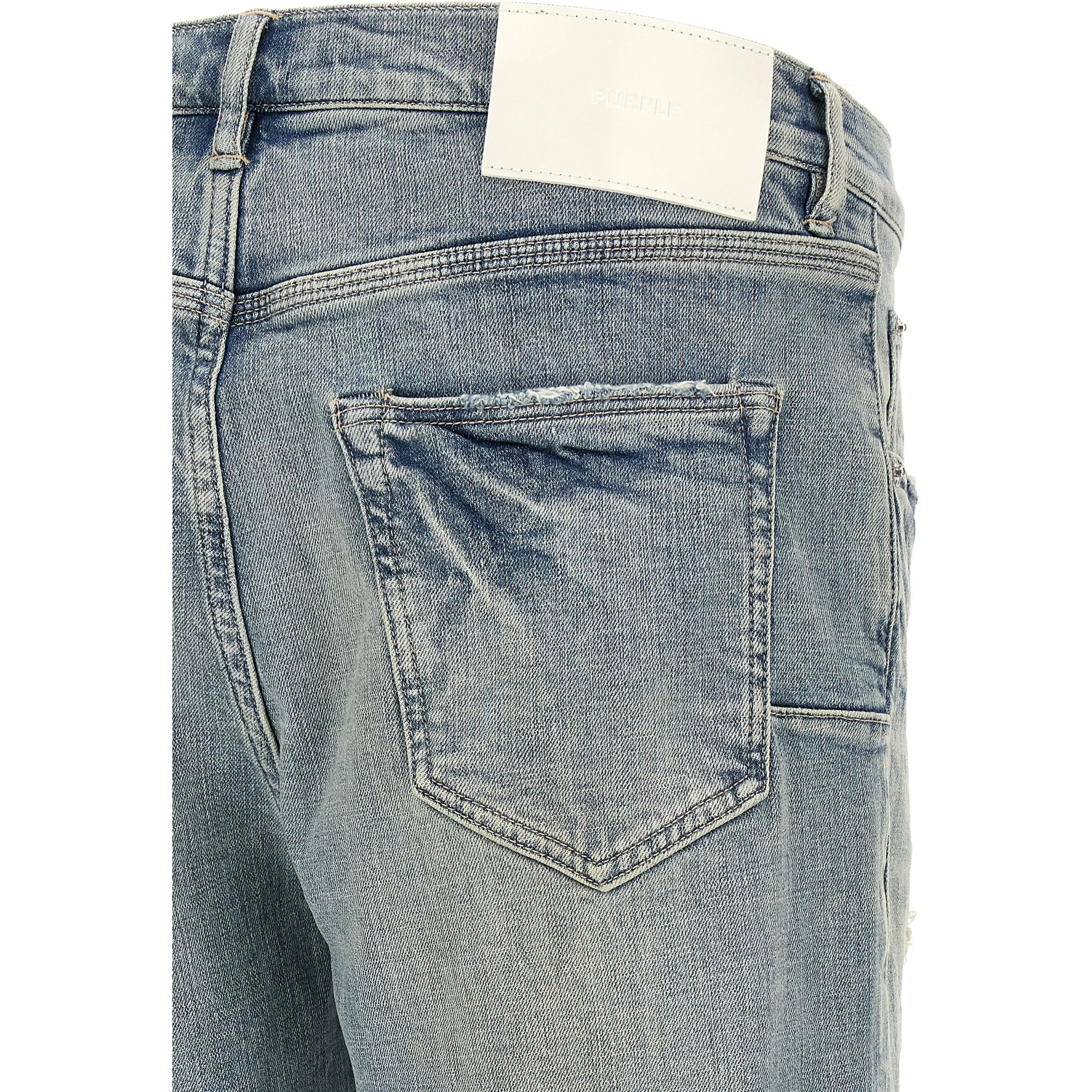Blue Cotton Tapered Jeans