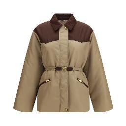 Beige Nylon Full-Length Jacket