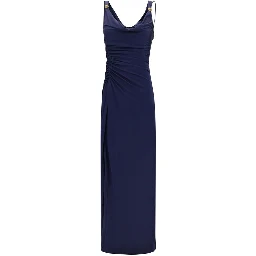 Blue Viscose Casual Dress