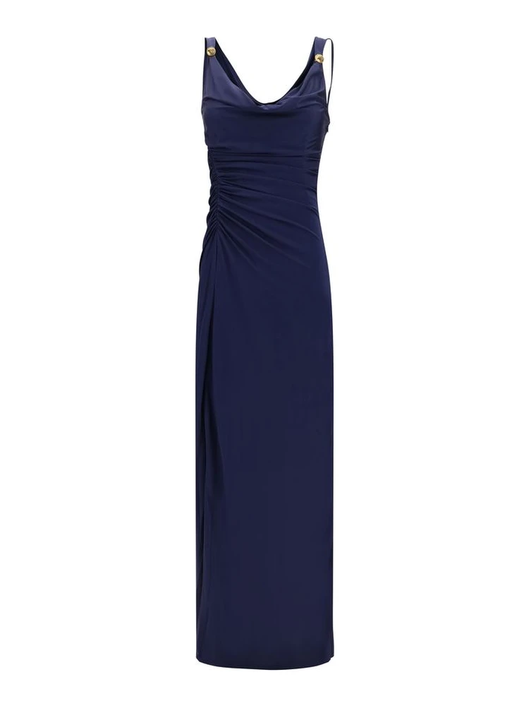 Blue Viscose Casual Dress