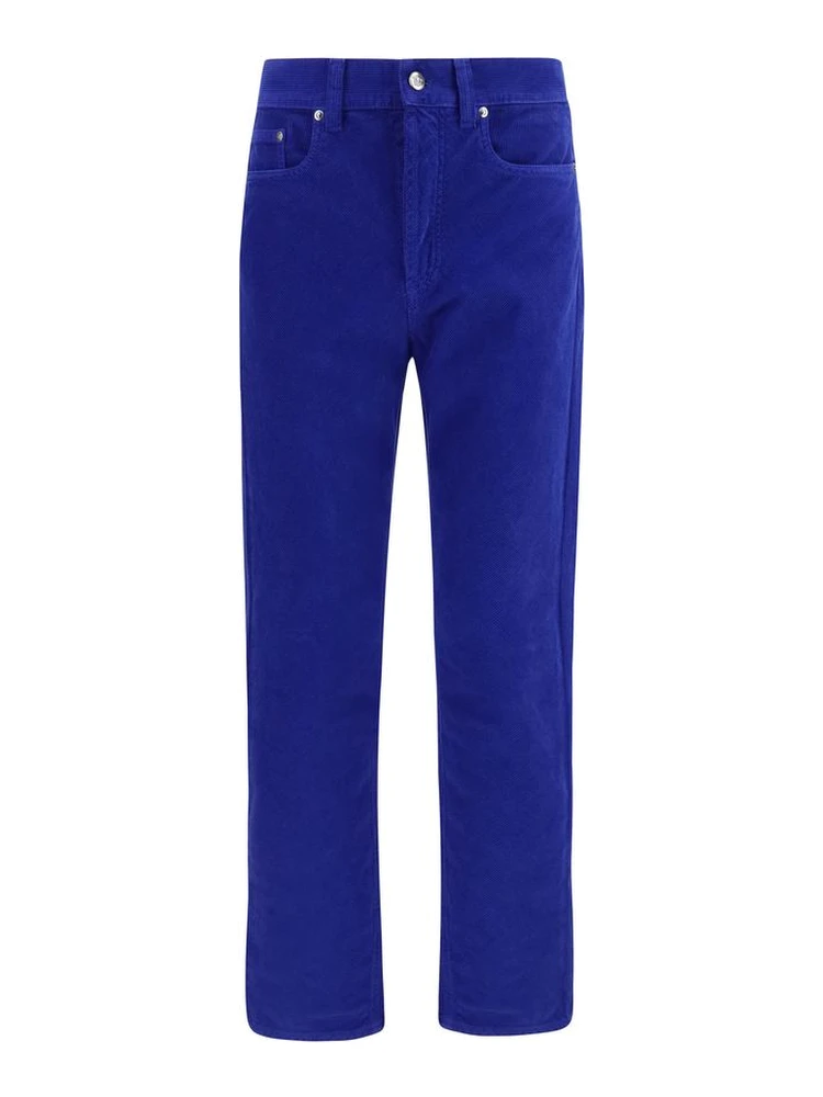 Blue Cotton Straight-Leg Jeans