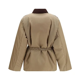 Beige Nylon Full-Length Jacket