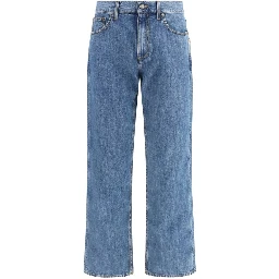 Blue Cotton Straight-Leg Jeans