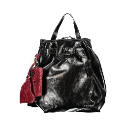 Black Polyurethane Women's Backpack for Sophisticated Style