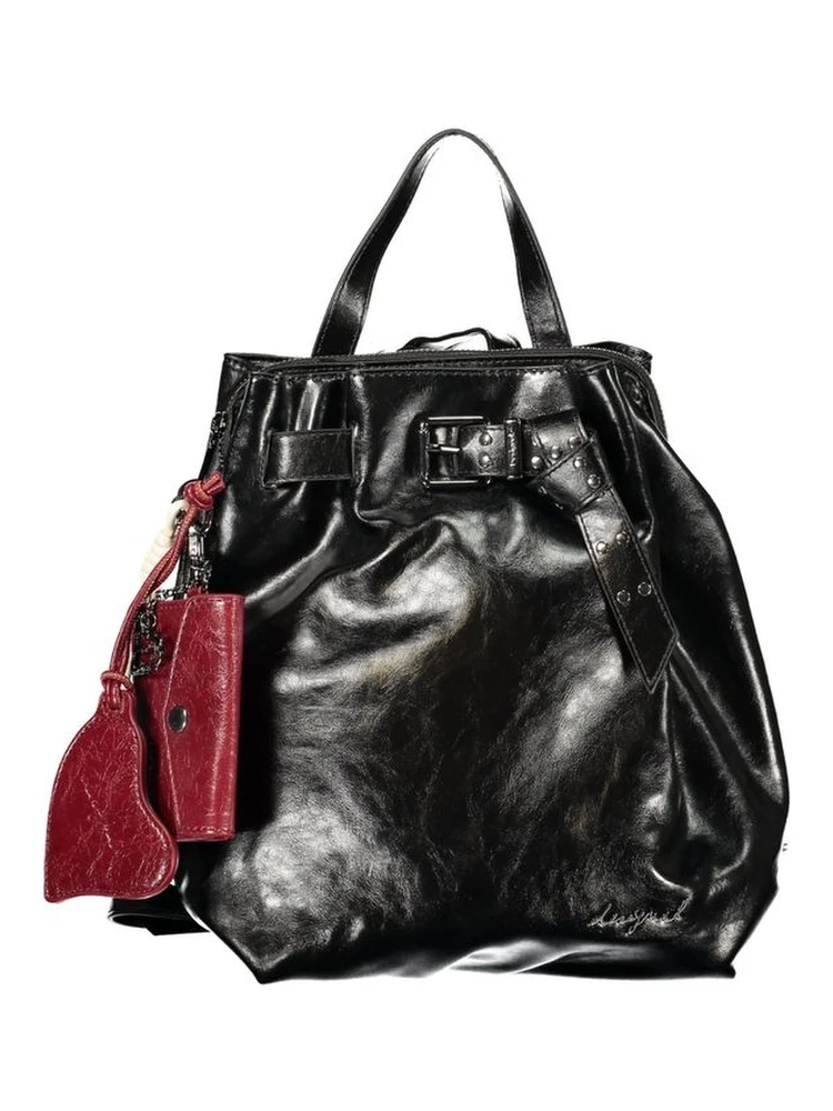 Black Polyurethane Women's Backpack for Sophisticated Style